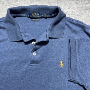 Polo Ralph Lauren Kids Blue Custom Slim Fit Short Sleeve Polo Shirt Size M 0356